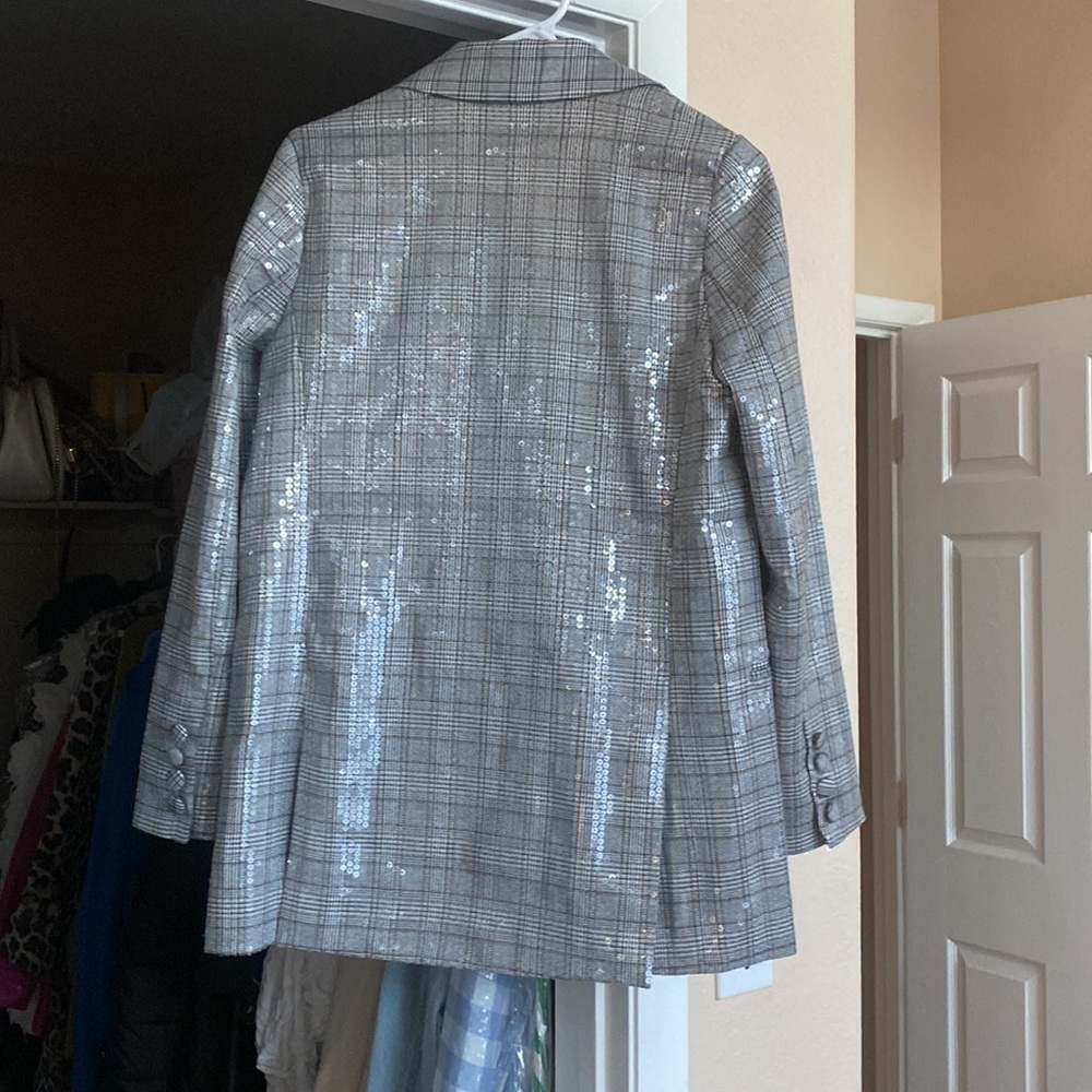 Jason Wu checked double breasted sequin blazer Size Small - Picture 4 of 5